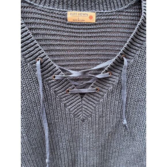 Ruff Hewn Women's Heavy Aqua Long Sleeve Pull-Over Sweater Size L - Picture 3 of 4